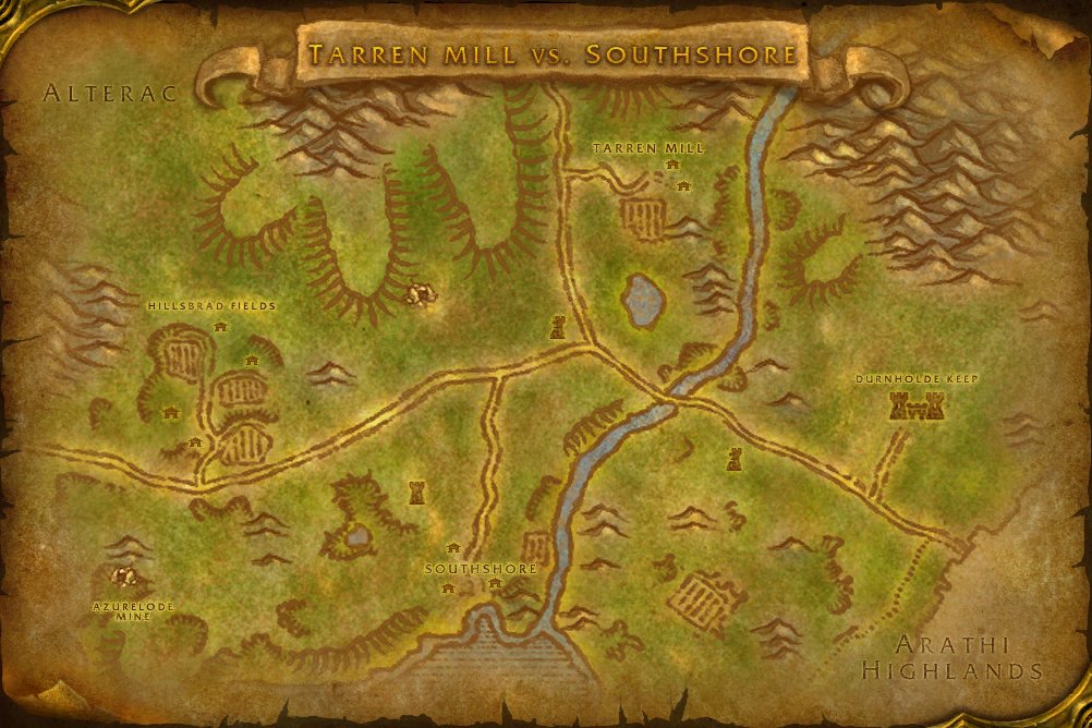Hillsbrad Foothills (Southshore vs. Tarren Mill) map